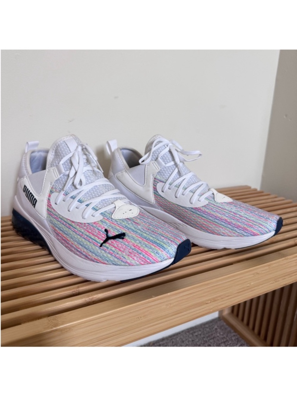 NWOB Puma White Sneakers with Pastel Accents